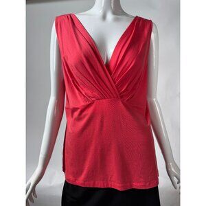 Ann Taylor Womens Red Sleeveless V-Neck Top XL